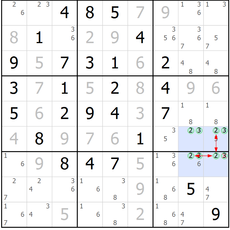 Position des candidats pour la solution de la Gr 9 page 12 du magazine de sudoku Maestro n° 101