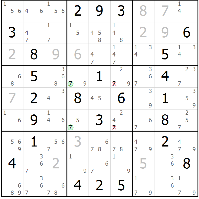 Position des candidats pour la solution de la Gr 10 page 13 du magazine de sudoku Maestro n° 102