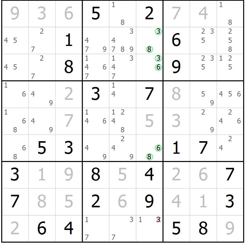 Position des candidats pour la solution de la Gr 11 page 14 du magazine de sudoku Maestro n° 102