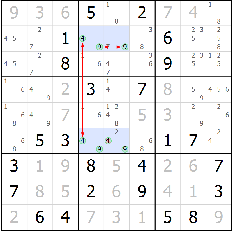 Position des candidats pour la solution de la Gr 11 page 14 du magazine de sudoku Maestro n° 102