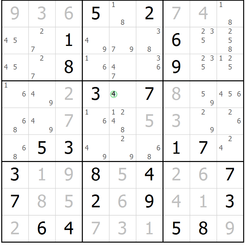 Position des candidats pour la solution de la Gr 11 page 14 du magazine de sudoku Maestro n° 102