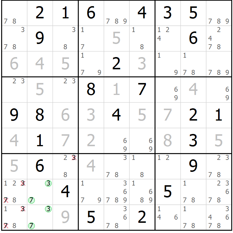 Position des candidats pour la solution de la Gr 12 page 15 du magazine de sudoku Maestro n° 102