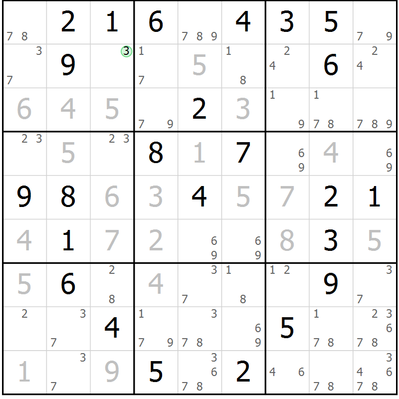 Position des candidats pour la solution de la Gr 12 page 15 du magazine de sudoku Maestro n° 102
