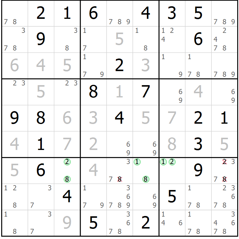 Position des candidats pour la solution de la Gr 12 page 15 du magazine de sudoku Maestro n° 102