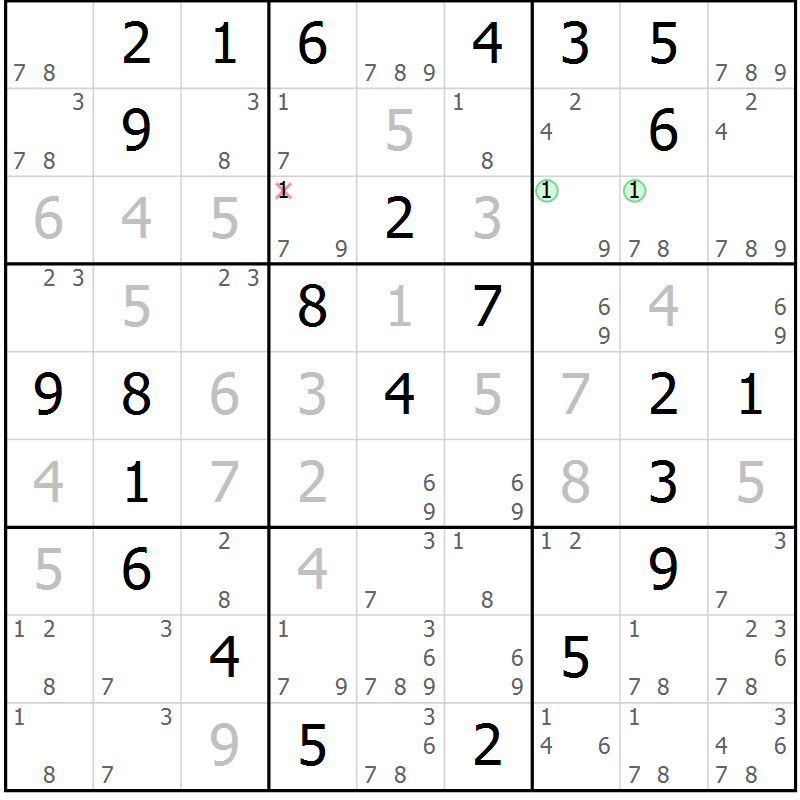 Position des candidats pour la solution de la Gr 12 page 15 du magazine de sudoku Maestro n° 102