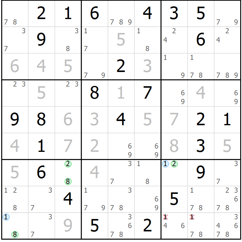 Position des candidats pour la solution de la Gr 12 page 15 du magazine de sudoku Maestro n° 102