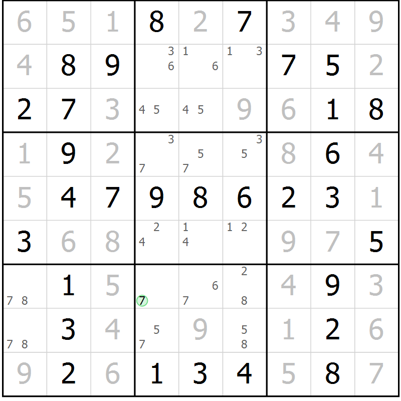Position des candidats pour la solution de la Gr 13 page 16 du magazine de sudoku Maestro n° 102