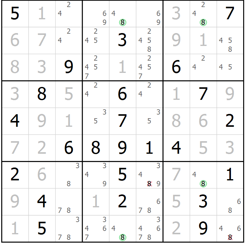 Position des candidats pour la solution de la Gr 14 page 17 du magazine de sudoku Maestro n° 102