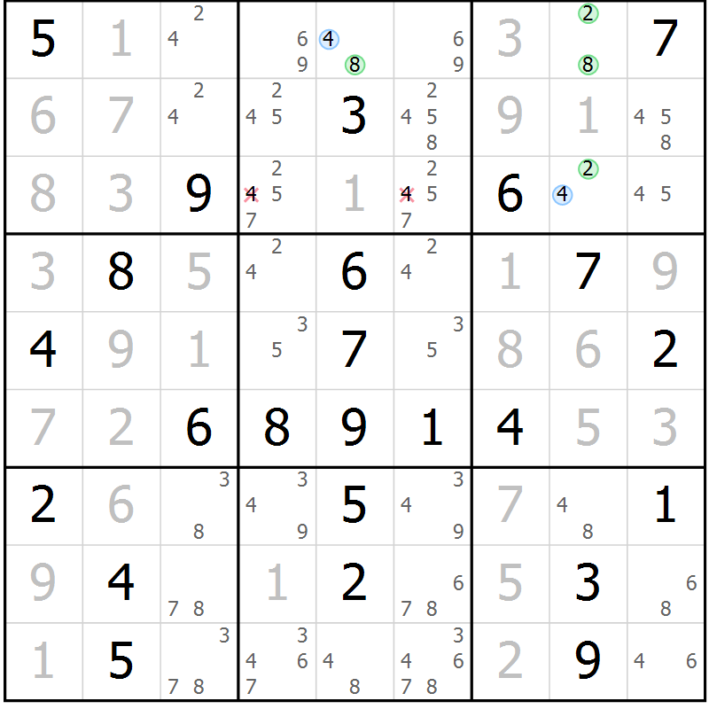 Position des candidats pour la solution de la Gr 14 page 17 du magazine de sudoku Maestro n° 102