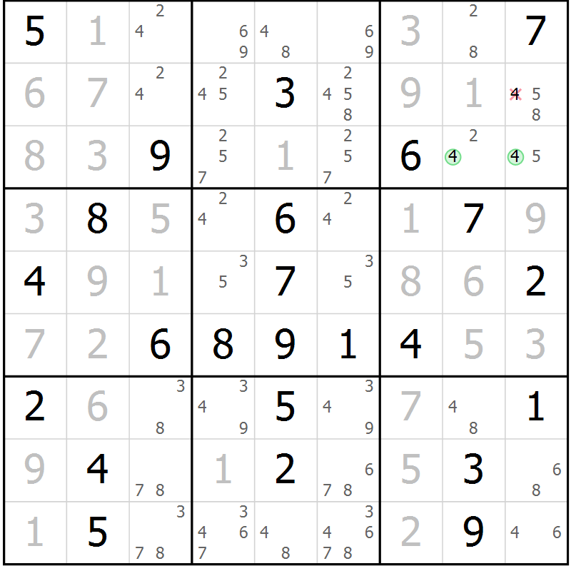 Position des candidats pour la solution de la Gr 14 page 17 du magazine de sudoku Maestro n° 102