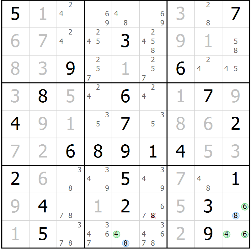 Position des candidats pour la solution de la Gr 14 page 17 du magazine de sudoku Maestro n° 102
