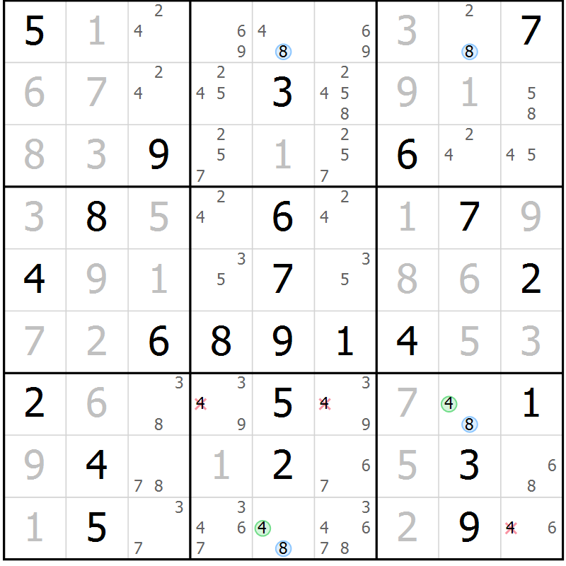 Position des candidats pour la solution de la Gr 14 page 17 du magazine de sudoku Maestro n° 102