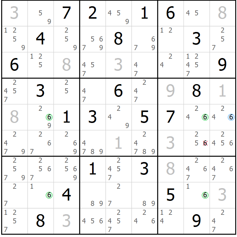 Position des candidats pour la solution de la Gr 15 page 18 du magazine de sudoku Maestro n° 102