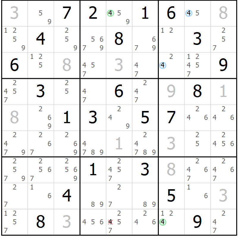 Position des candidats pour la solution de la Gr 15 page 18 du magazine de sudoku Maestro n° 102