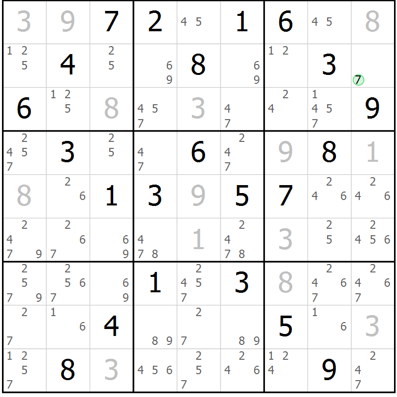 Position des candidats pour la solution de la Gr 15 page 18 du magazine de sudoku Maestro n° 102
