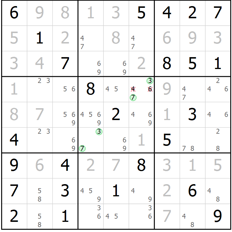 Position des candidats pour la solution de la Gr 16 page 19 du magazine de sudoku Maestro n° 102
