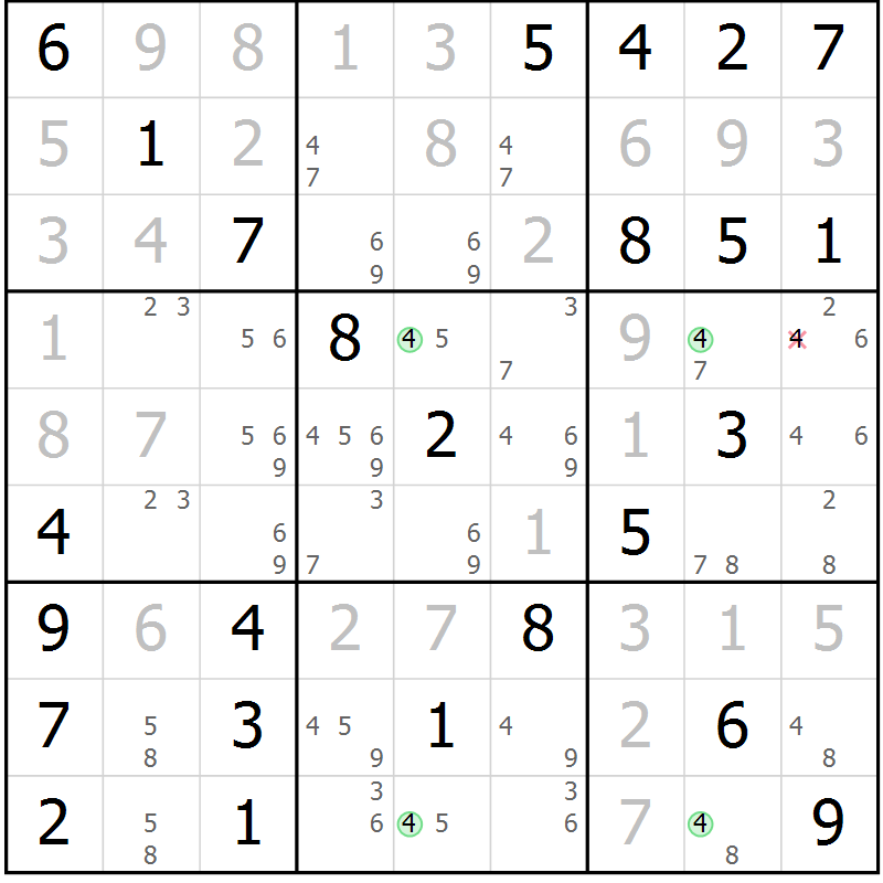 Position des candidats pour la solution de la Gr 16 page 19 du magazine de sudoku Maestro n° 102