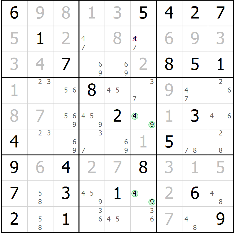 Position des candidats pour la solution de la Gr 16 page 19 du magazine de sudoku Maestro n° 102