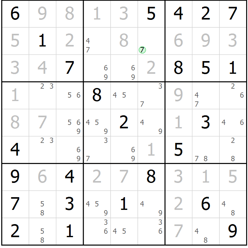 Position des candidats pour la solution de la Gr 16 page 19 du magazine de sudoku Maestro n° 102