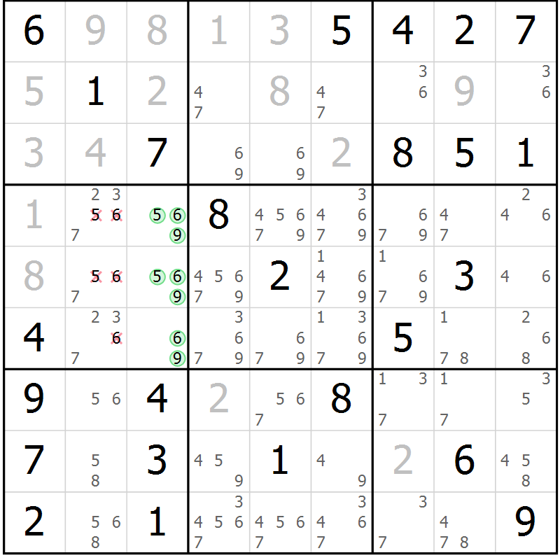 Position des candidats pour la solution de la Gr 16 page 19 du magazine de sudoku Maestro n° 102