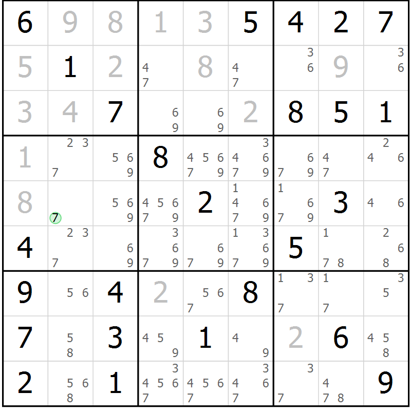 Position des candidats pour la solution de la Gr 16 page 19 du magazine de sudoku Maestro n° 102
