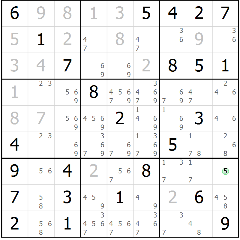 Position des candidats pour la solution de la Gr 16 page 19 du magazine de sudoku Maestro n° 102