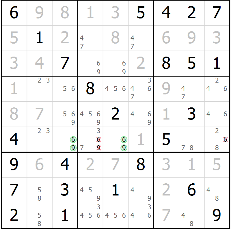 Position des candidats pour la solution de la Gr 16 page 19 du magazine de sudoku Maestro n° 102