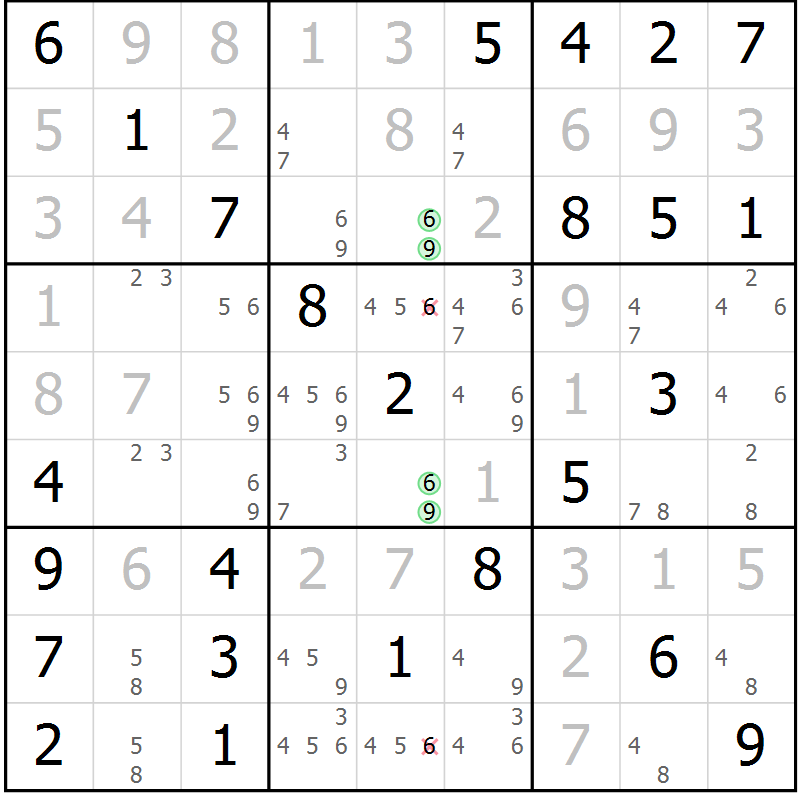 Position des candidats pour la solution de la Gr 16 page 19 du magazine de sudoku Maestro n° 102