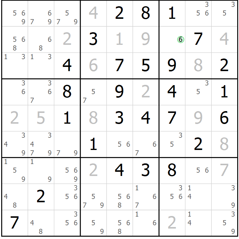 Position des candidats pour la solution de la Gr 17 page 20 du magazine de sudoku Maestro n° 102