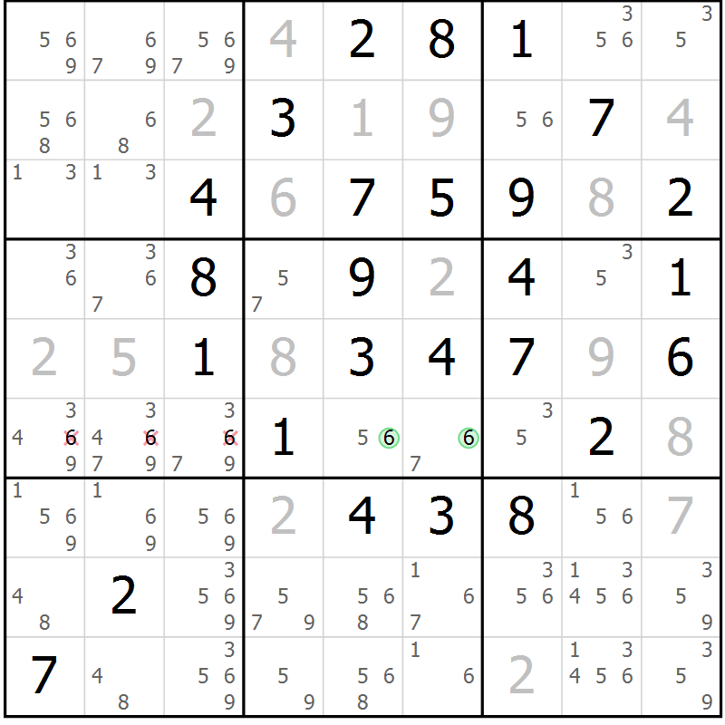 Position des candidats pour la solution de la Gr 17 page 20 du magazine de sudoku Maestro n° 102