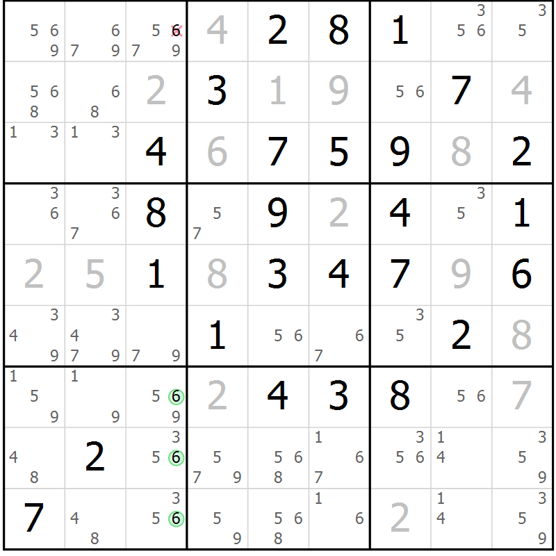 Position des candidats pour la solution de la Gr 17 page 20 du magazine de sudoku Maestro n° 102