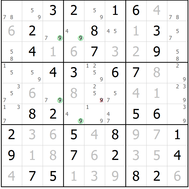 Position des candidats pour la solution de la Gr 2 page 5 du magazine de sudoku Maestro n° 102