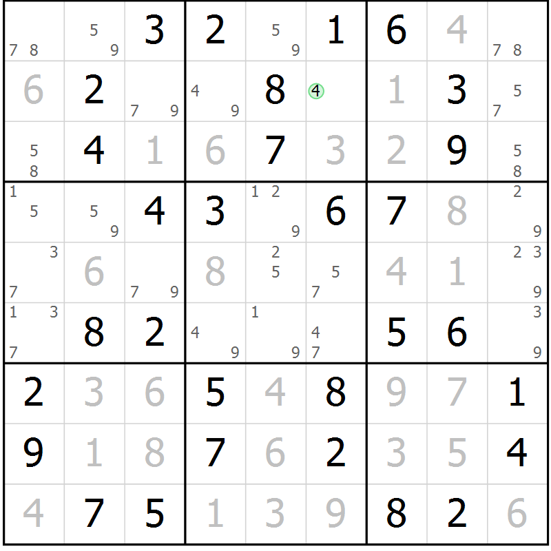 Position des candidats pour la solution de la Gr 2 page 5 du magazine de sudoku Maestro n° 102