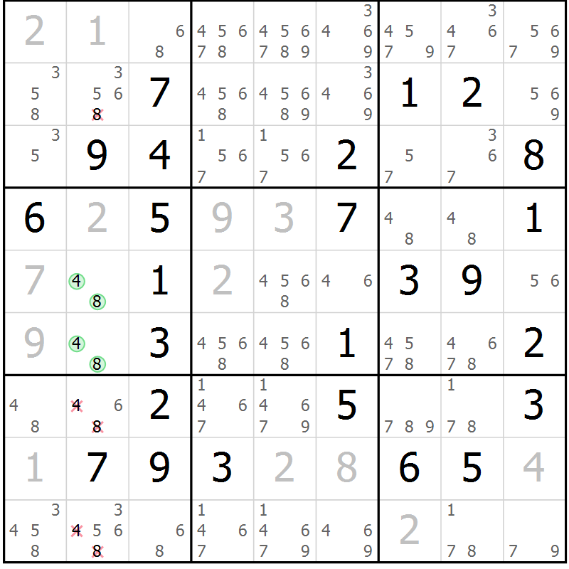 Position des candidats pour la solution de la Gr 20 page 23 du magazine de sudoku Maestro n° 102