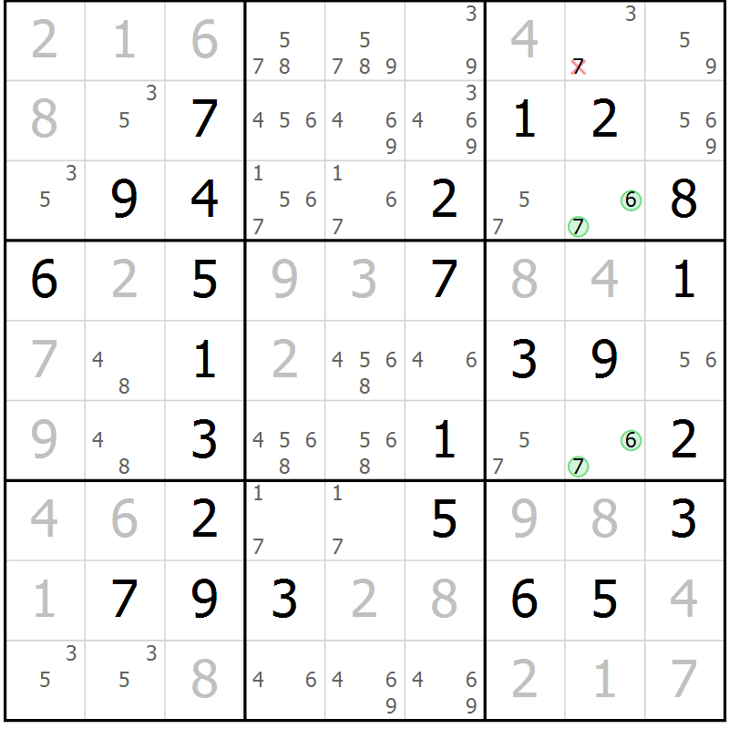 Position des candidats pour la solution de la Gr 20 page 23 du magazine de sudoku Maestro n° 102