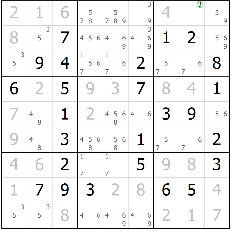 Position des candidats pour la solution de la Gr 20 page 23 du magazine de sudoku Maestro n° 102