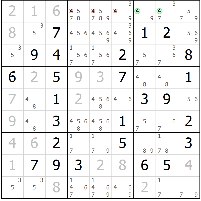 Position des candidats pour la solution de la Gr 20 page 23 du magazine de sudoku Maestro n° 102