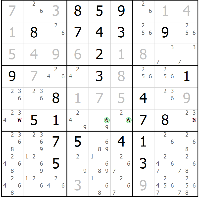Position des candidats pour la solution de la Gr 21 page 24 du magazine de sudoku Maestro n° 102