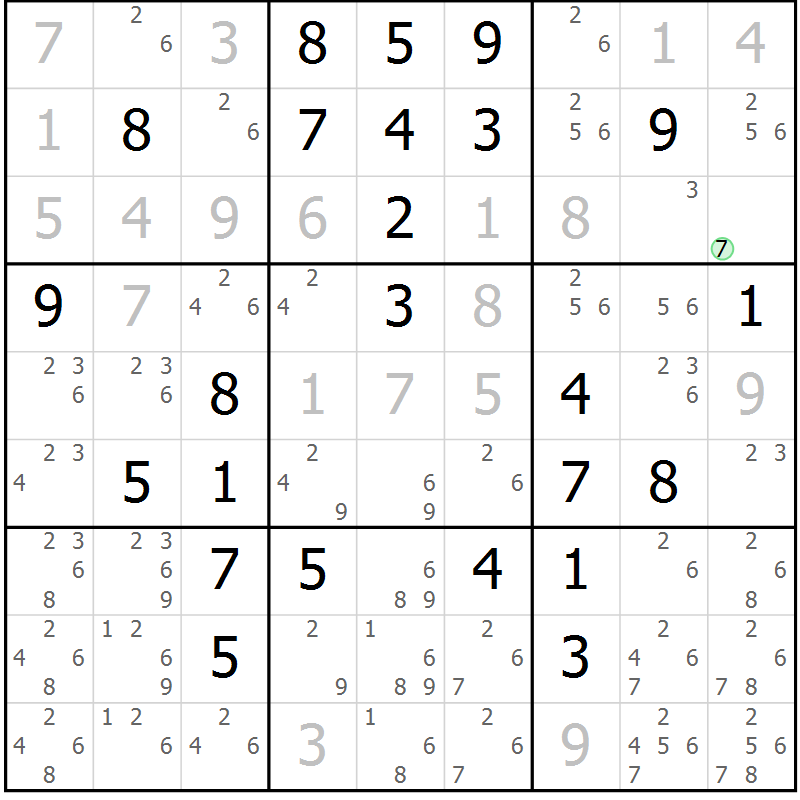 Position des candidats pour la solution de la Gr 21 page 24 du magazine de sudoku Maestro n° 102