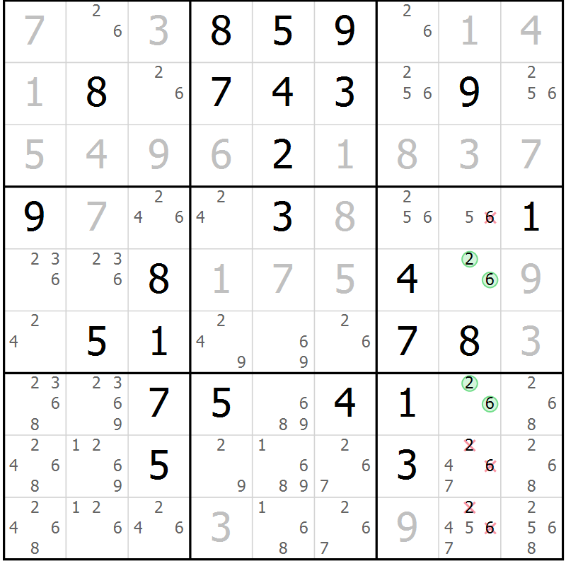 Position des candidats pour la solution de la Gr 21 page 24 du magazine de sudoku Maestro n° 102