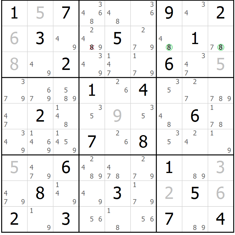 Position des candidats pour la solution de la Gr 22 page 25 du magazine de sudoku Maestro n° 102