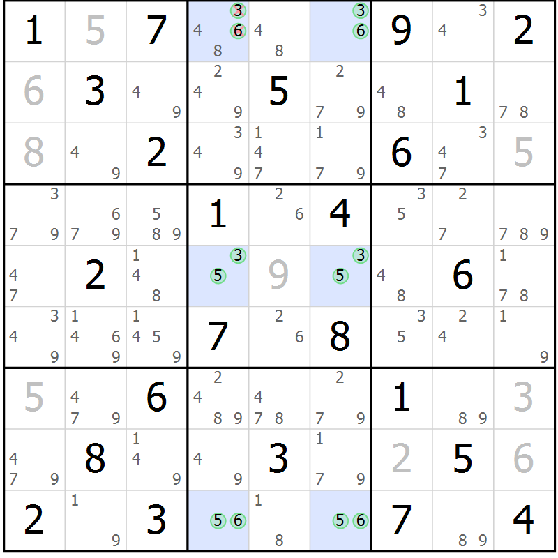 Position des candidats pour la solution de la Gr 22 page 25 du magazine de sudoku Maestro n° 102