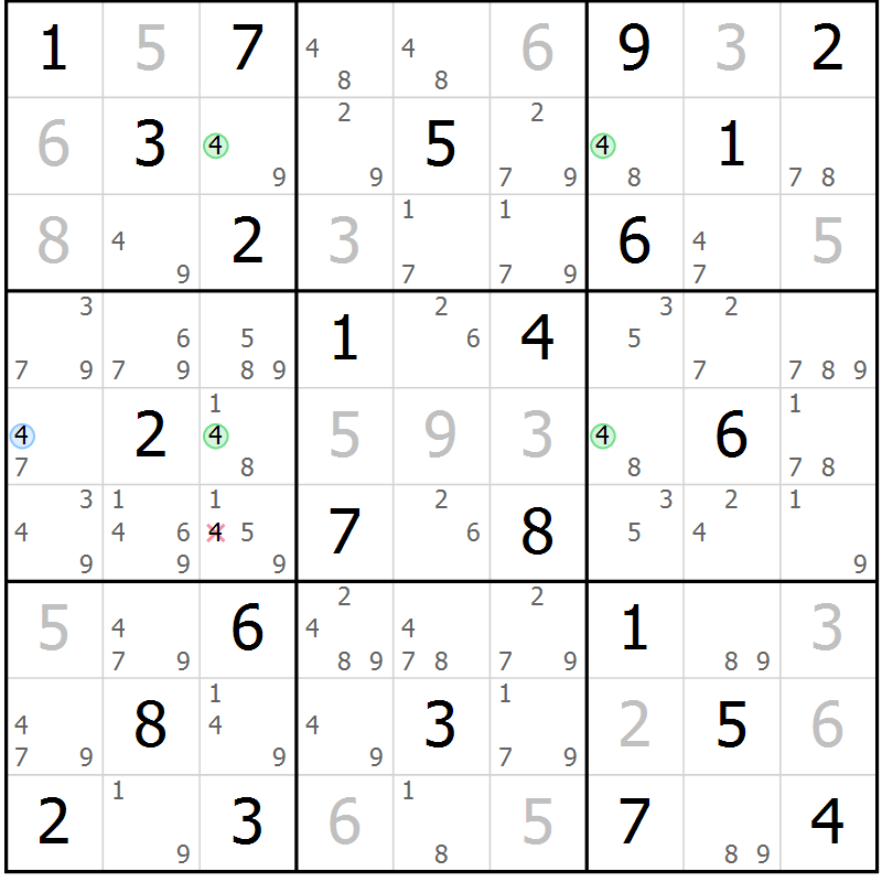 Position des candidats pour la solution de la Gr 22 page 25 du magazine de sudoku Maestro n° 102