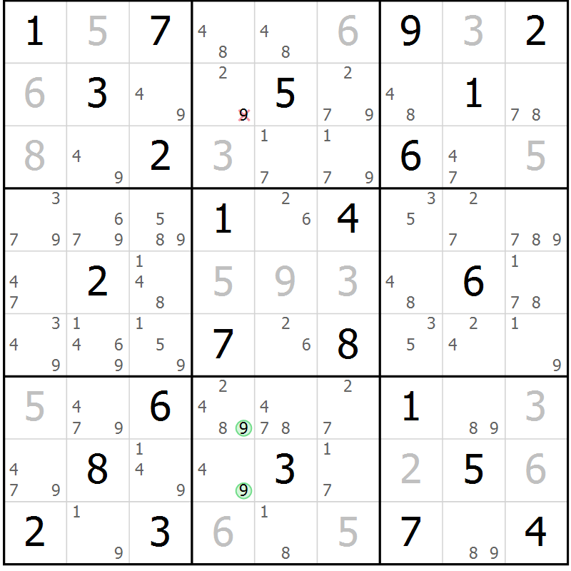 Position des candidats pour la solution de la Gr 22 page 25 du magazine de sudoku Maestro n° 102