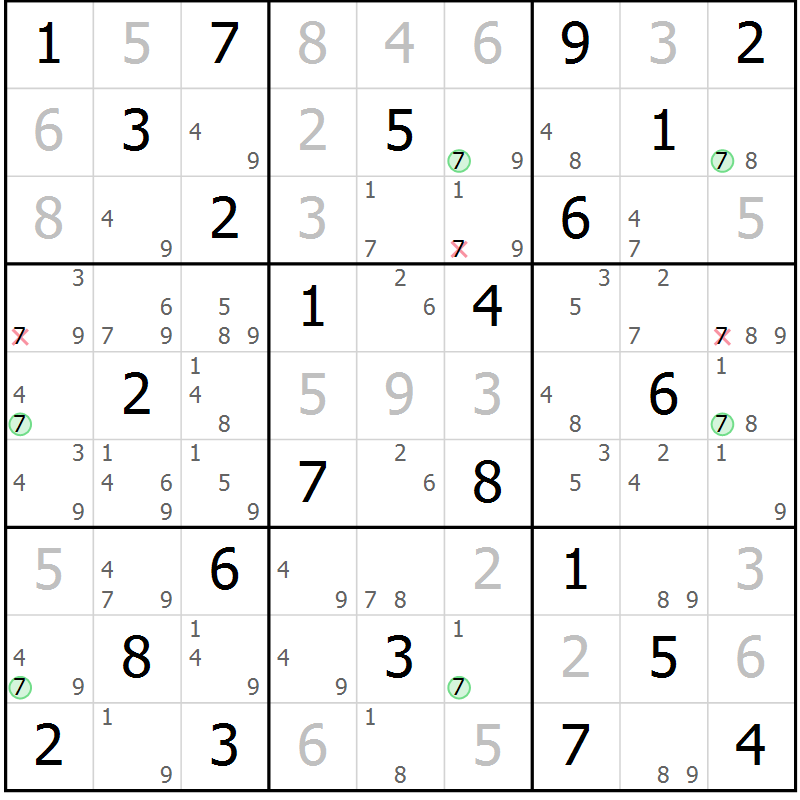 Position des candidats pour la solution de la Gr 22 page 25 du magazine de sudoku Maestro n° 102