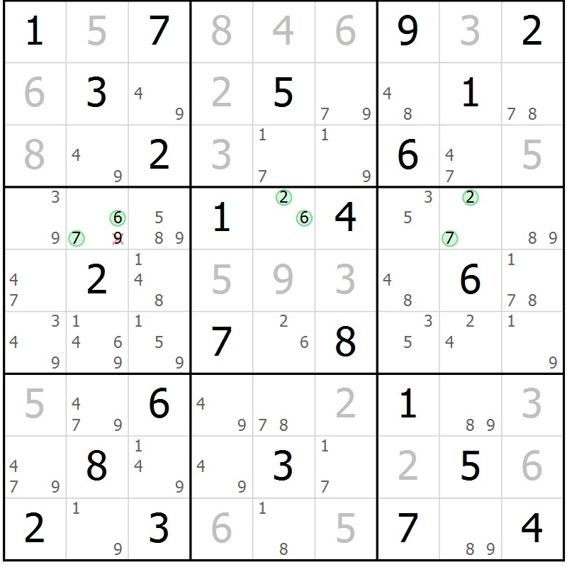 Position des candidats pour la solution de la Gr 22 page 25 du magazine de sudoku Maestro n° 102