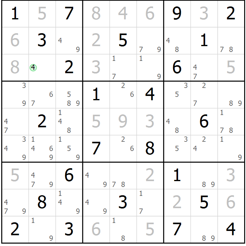 Position des candidats pour la solution de la Gr 22 page 25 du magazine de sudoku Maestro n° 102