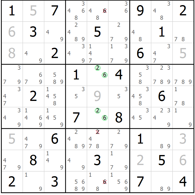 Position des candidats pour la solution de la Gr 22 page 25 du magazine de sudoku Maestro n° 102