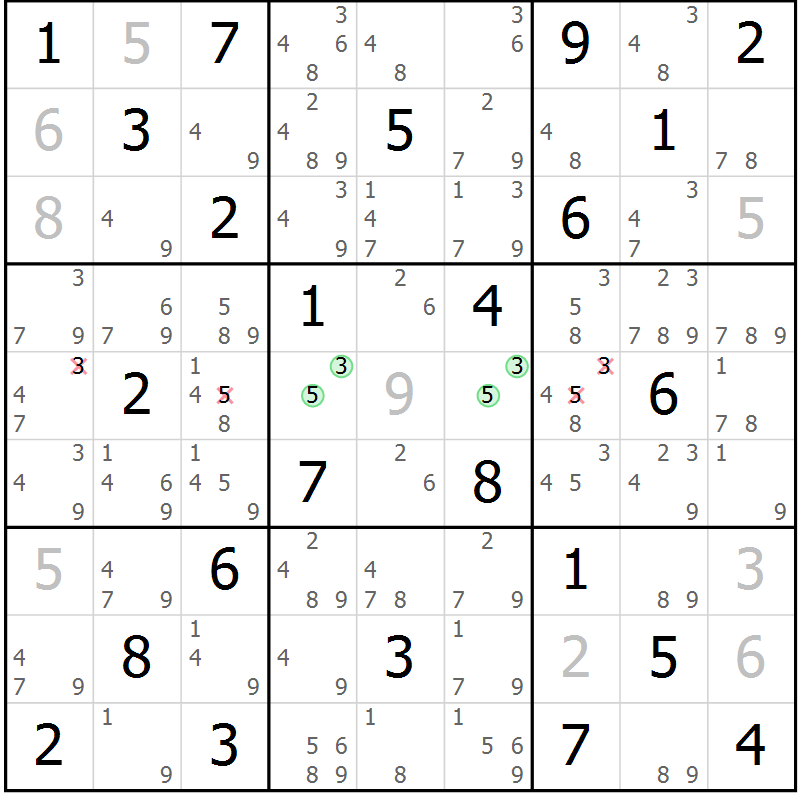 Position des candidats pour la solution de la Gr 22 page 25 du magazine de sudoku Maestro n° 102