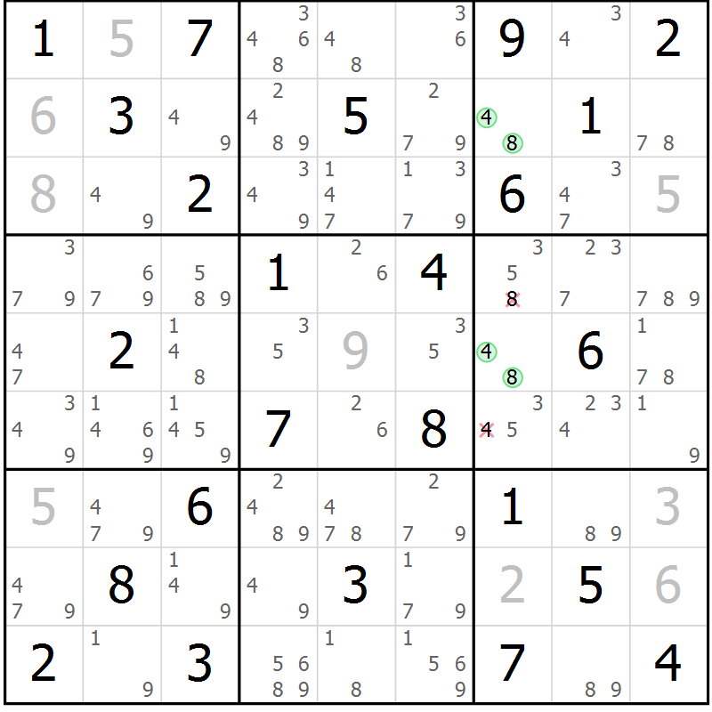 Position des candidats pour la solution de la Gr 22 page 25 du magazine de sudoku Maestro n° 102